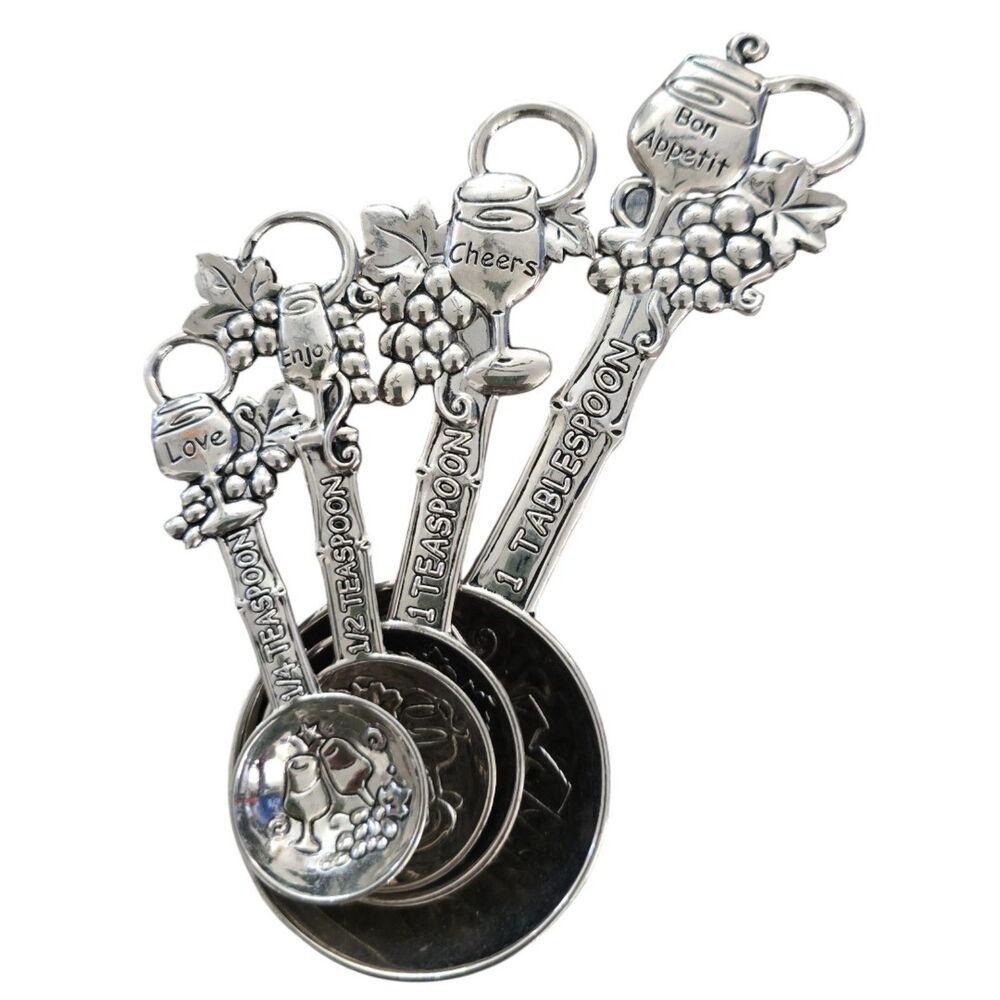 Wine Themed Measuring Spoon Set Grape Vineyard Kitchen Decor